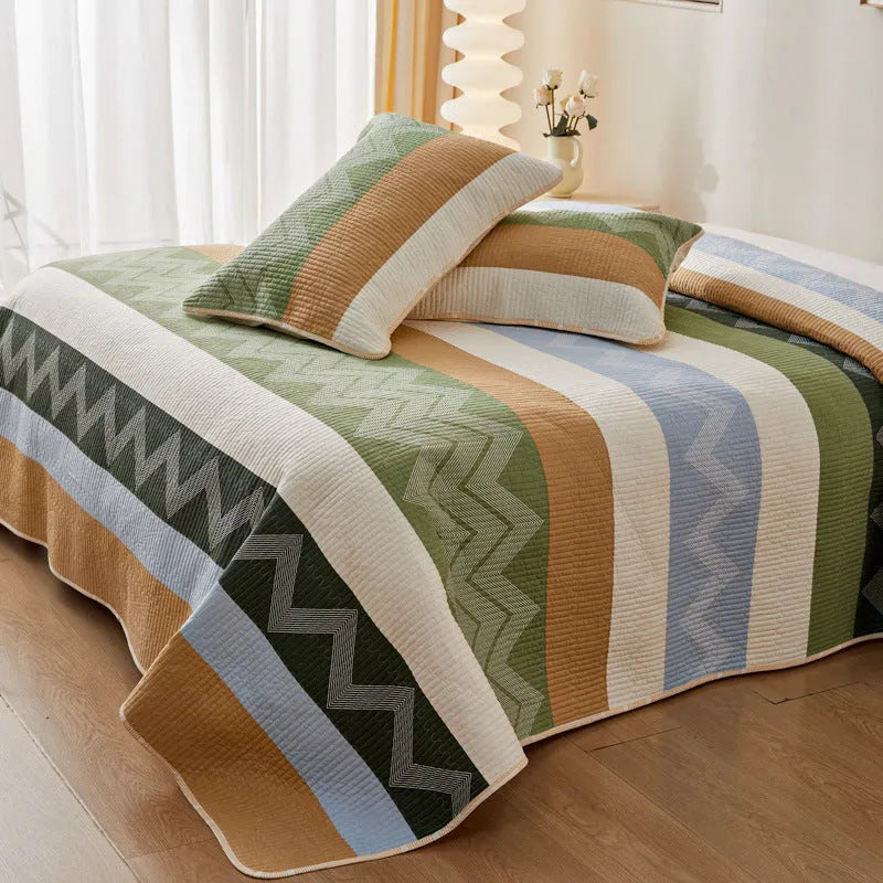 Pure cotton bed sheet three-piece set in modern simple style with reactive printed colours