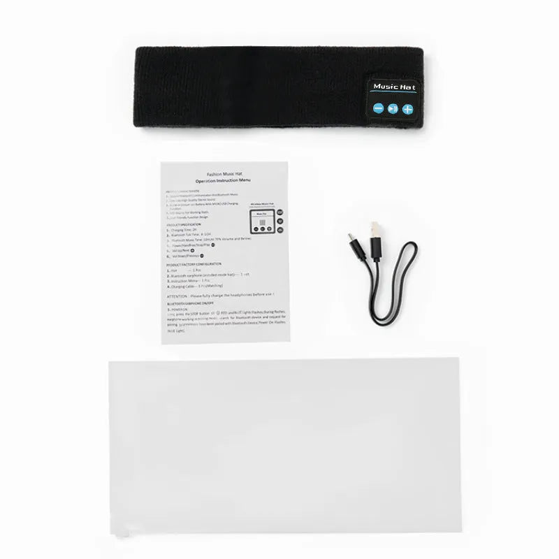 Bluetooth 5.4 sports hair band with integrated eye mask in black, dark grey and grey-white colour options
