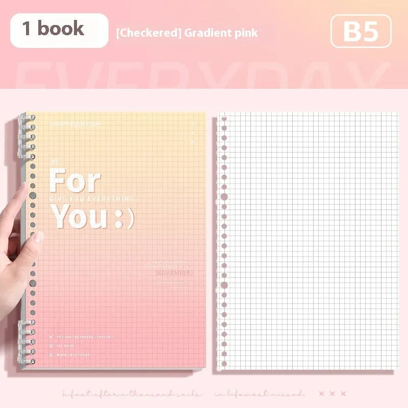 Removable coil gradient notebook in A4 and B5 sizes with PP cover in green, blue, pink, purple colours