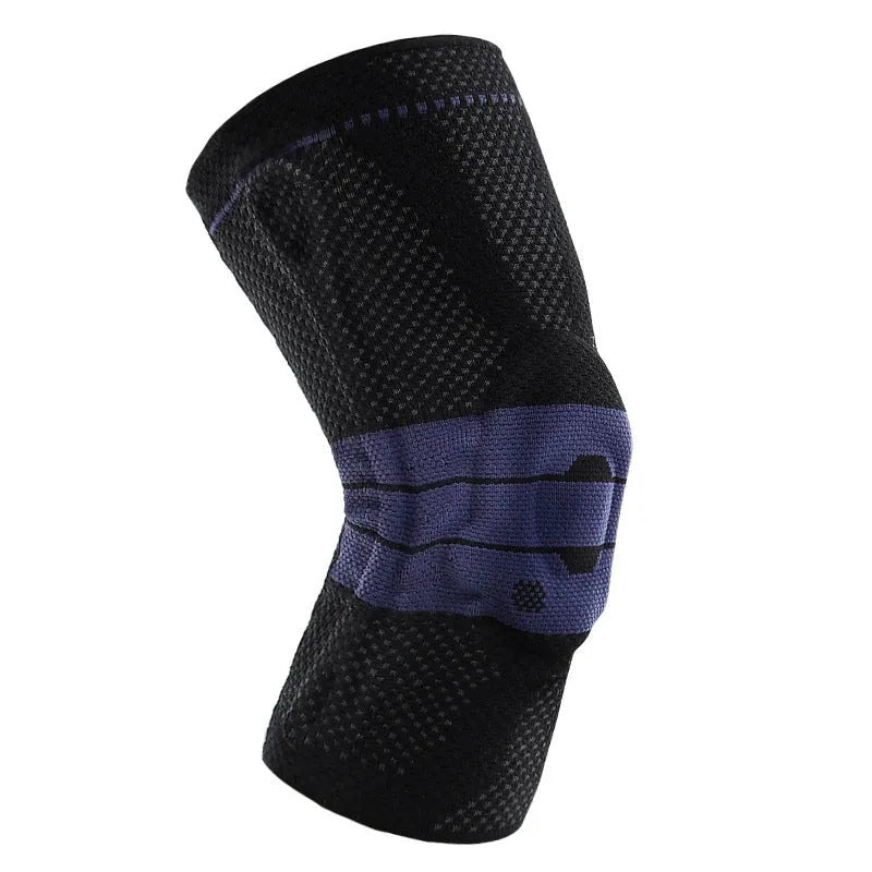 Adult sports knee pads in black and blue colour for basketball and running protection