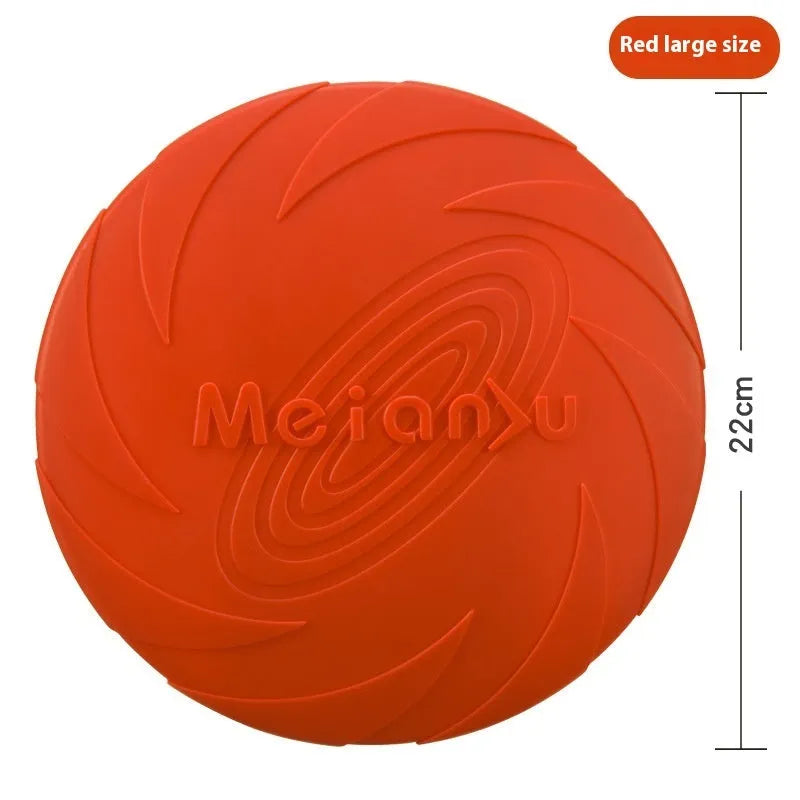 Soft rubber dog flying disc toy in blue colour suitable for outdoor fetch games and walking sessions