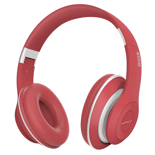 Blue and red Bluetooth wireless headset with bilateral stereo design for hands-free use