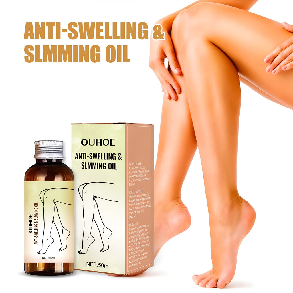 50ml bottle of botanical essential oil for body skin moisturising and leg massage.
