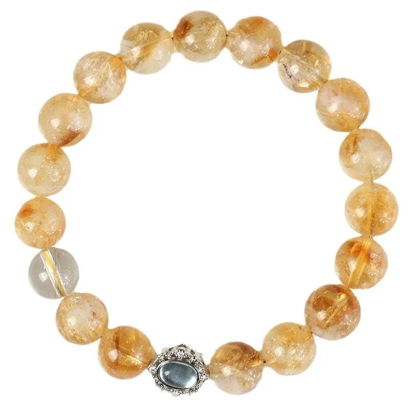 Crystal citrine bracelet with 10mm geometric stones and unisex design