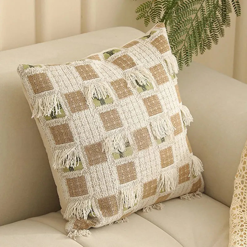 Square jacquard floral cushion cover in a choice of eight colours, measuring 45x45 cm.