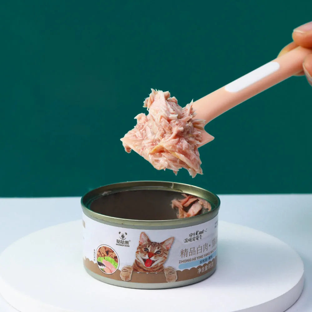 TPR pet food can spoon with right-angle design and 16cm long handle in green colour