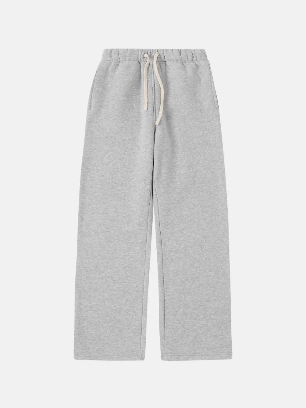 Men's black fleece-lined sweatpants with a drawstring elastic waistband and loose fit leg.