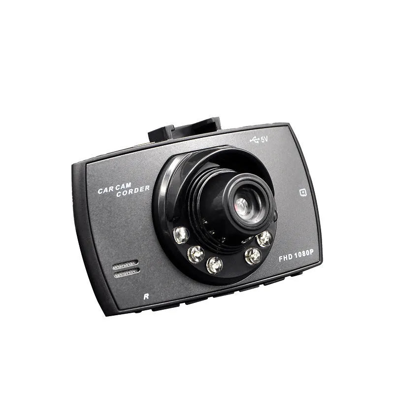 G30 HD dual-channel car DVR camera system with front and rear lenses on a windscreen bracket.