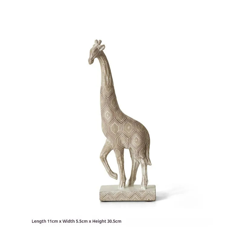Wood colour giraffe resin ornament on display, measuring 30.5cm tall.