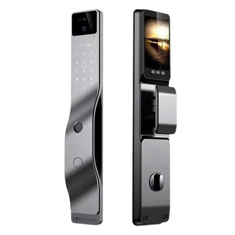 F7 face recognition fingerprint password smart door lock in aluminium alloy housing with electronic keypad