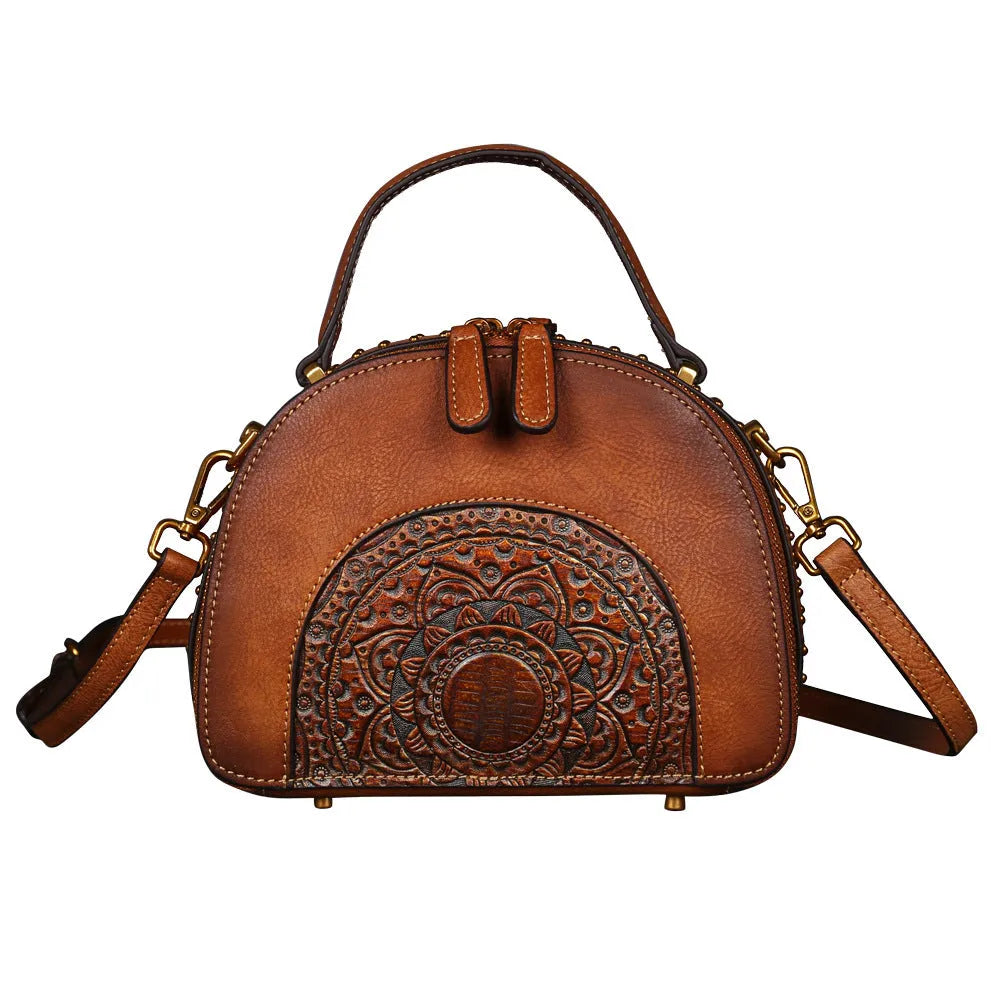 Vintage suede cowhide leather handbag with multiple internal compartments in Graphite Ash colour