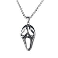 Men's silver skull necklace with alloy pendant and stainless steel chain in sports style