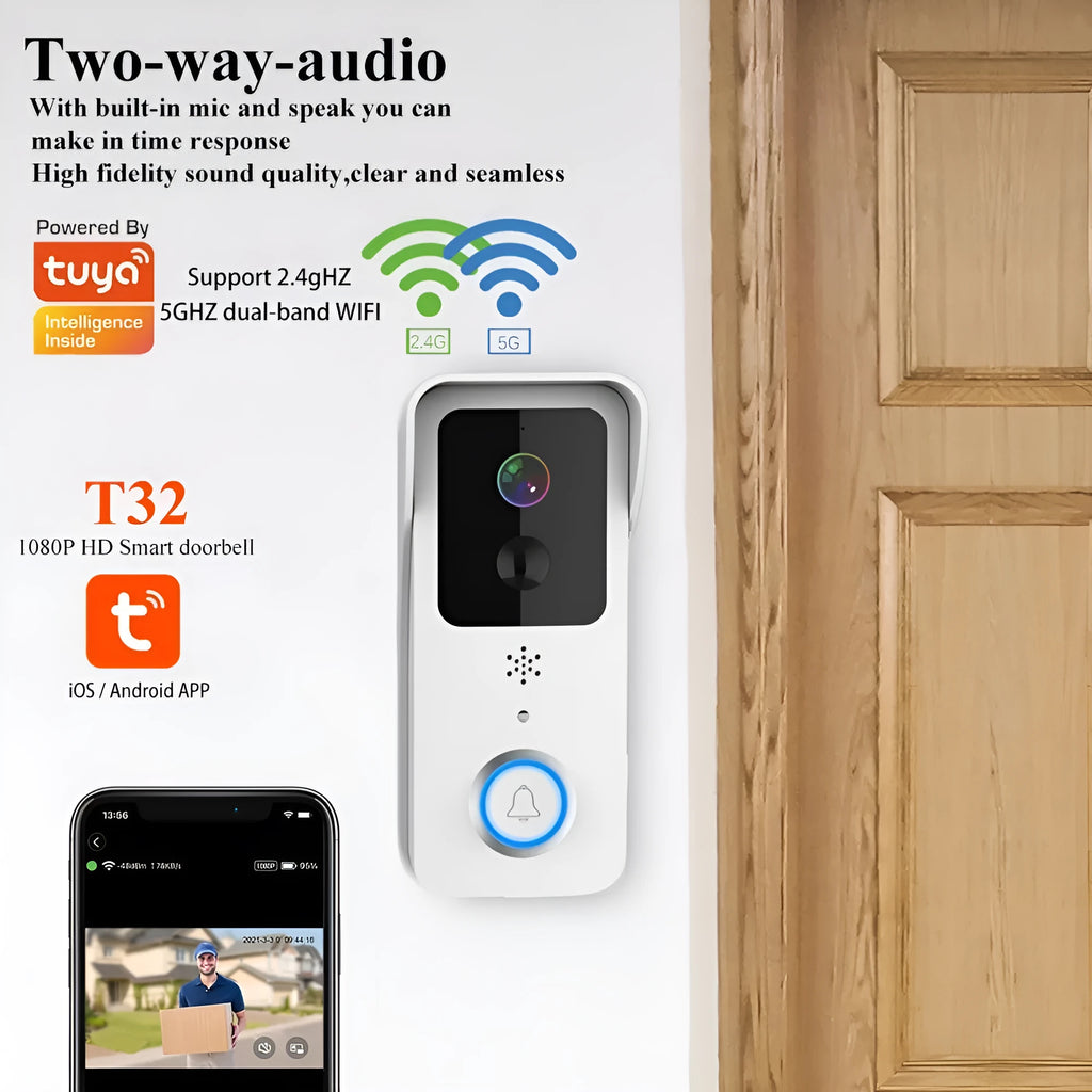 Waterproof HD visual doorbell with remote intercom and app notification capabilities