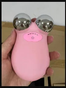 Pink micro current facial lifting device measuring 106mm with polymer battery for skin firming treatments