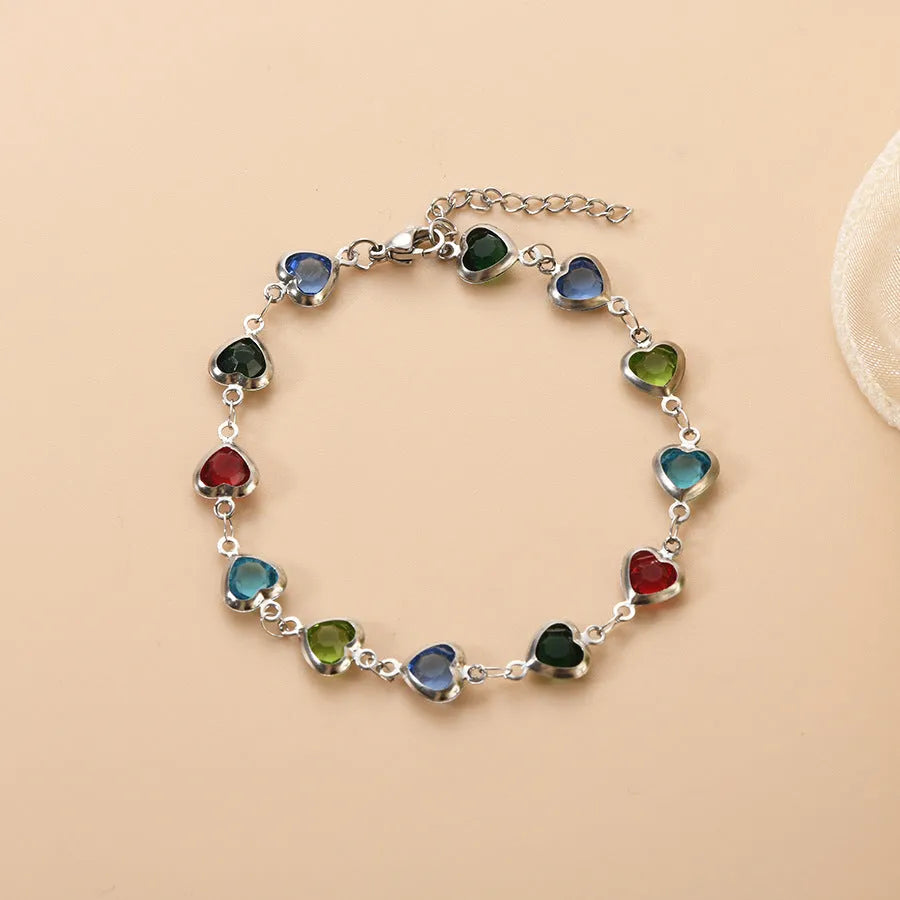 Devil's Eye geometric heart stainless steel bracelet with colourful electroplated finish.