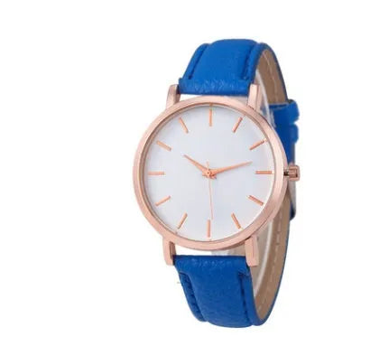 Quartz watch with square alloy case and PU leather strap in various colour options