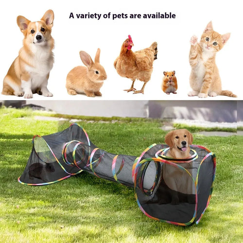 Foldable mesh cat roll cage playpen showing hexagonal design for indoor pet containment