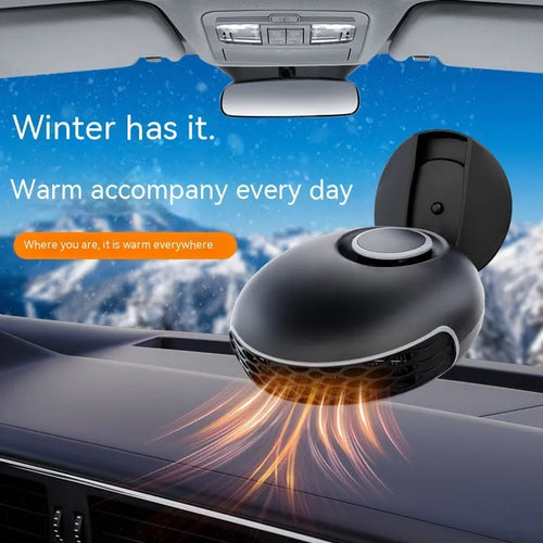 Car warm air blower heater with black ABS casing and electrical cable for vehicle defrosting
