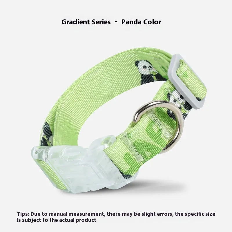 Cartoon gradient printing dog collar with adjustable plastic buckle in nylon material
