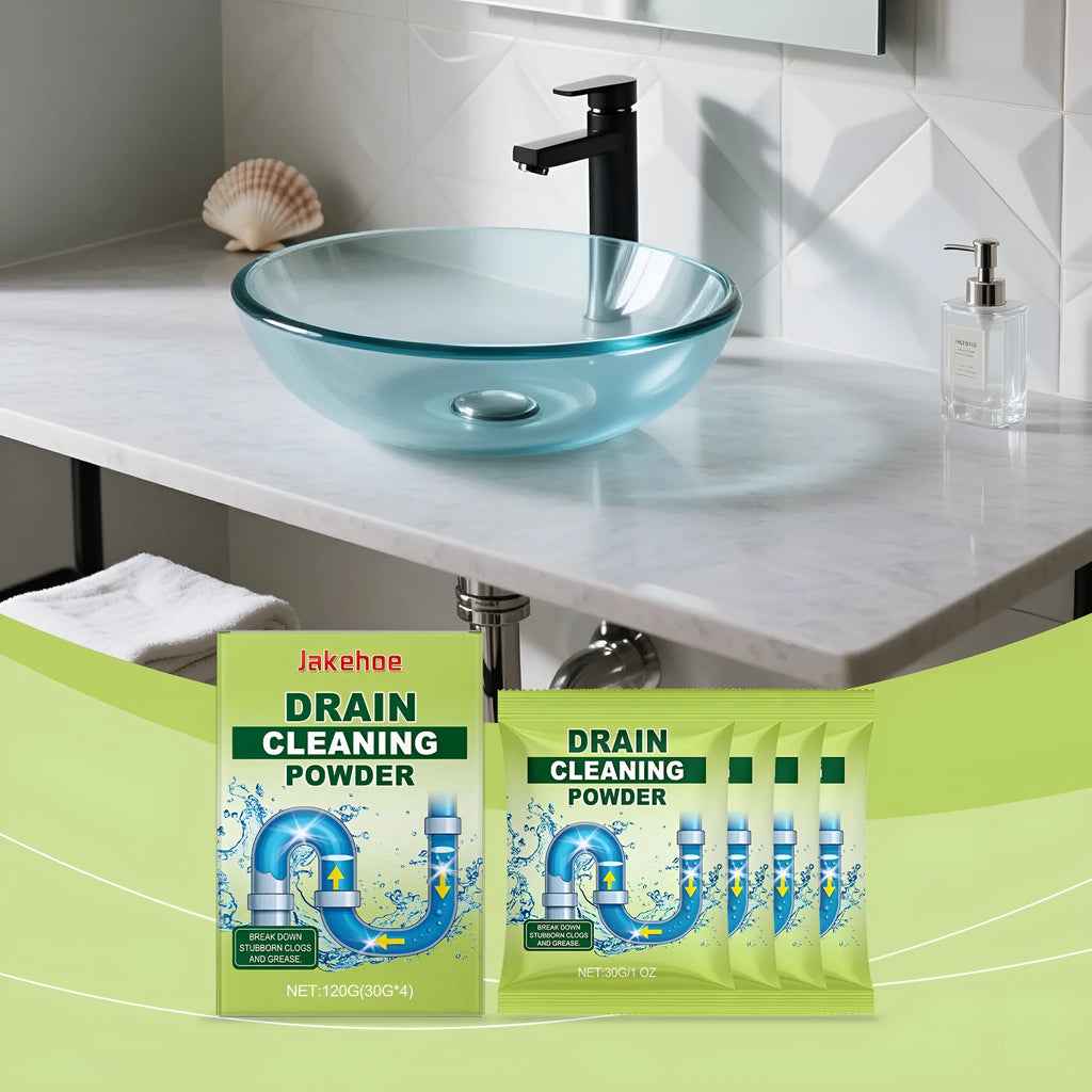120g bottle of chemical drain cleaning powder for unblocking sinks and shower drains