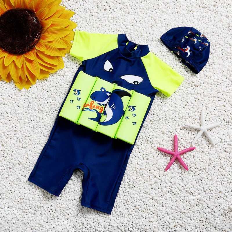 Children's buoyancy swimsuit with sun protection in Korean style patterns for swimming pool education