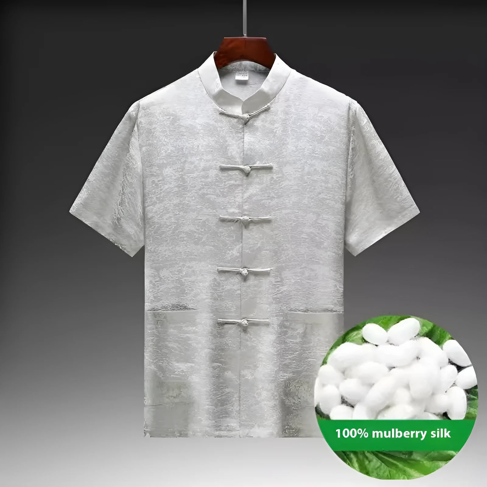 Traditional Chinese mulberry silk Tang suit for men in light green colour