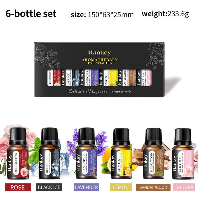 Boxed water-soluble aromatherapy essential oil set with multiple fragrance bottles