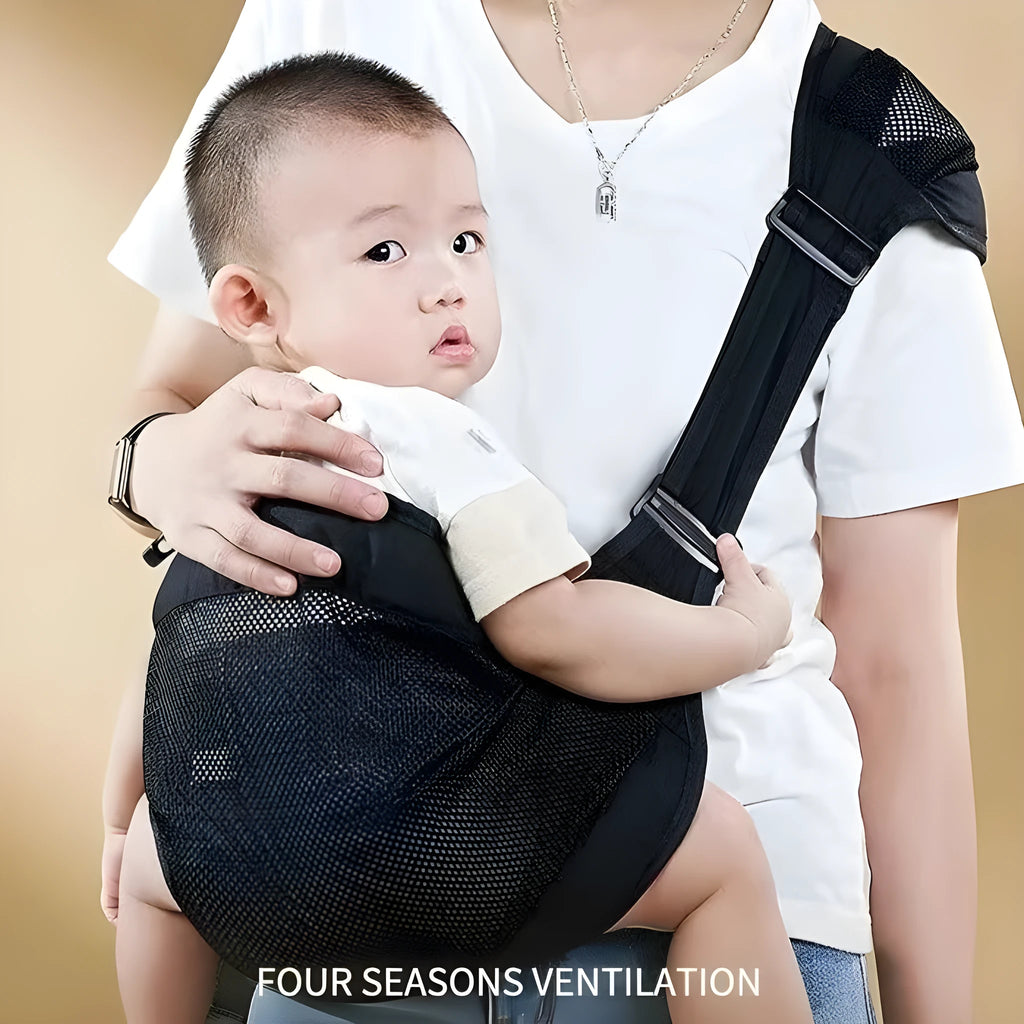 A soft cloth baby waist stool carrier for children, shown in a choice of colours.