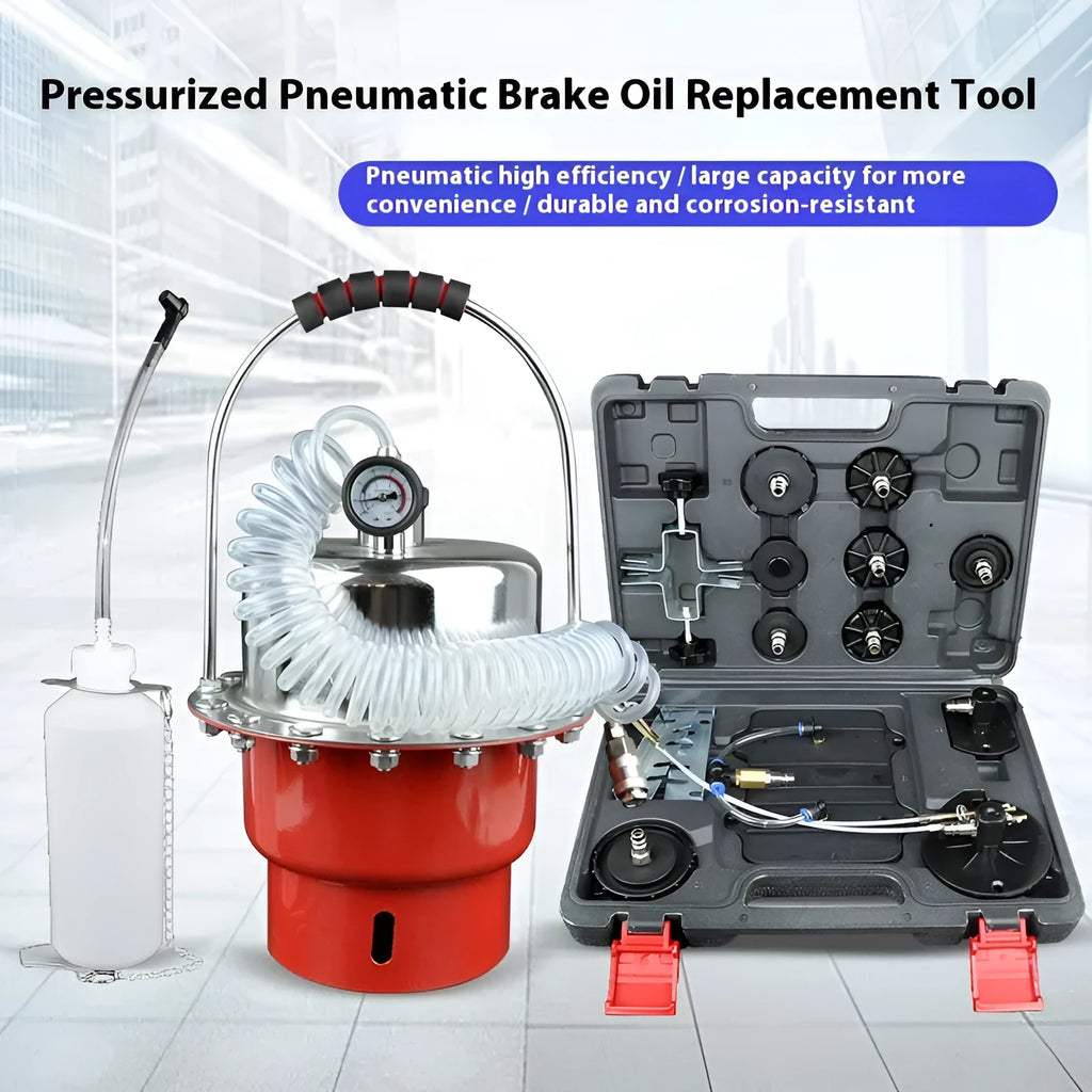5 litre pneumatic brake fluid replacement machine with manual pressure regulator and transparent drain pipe for workshop brake bleeding