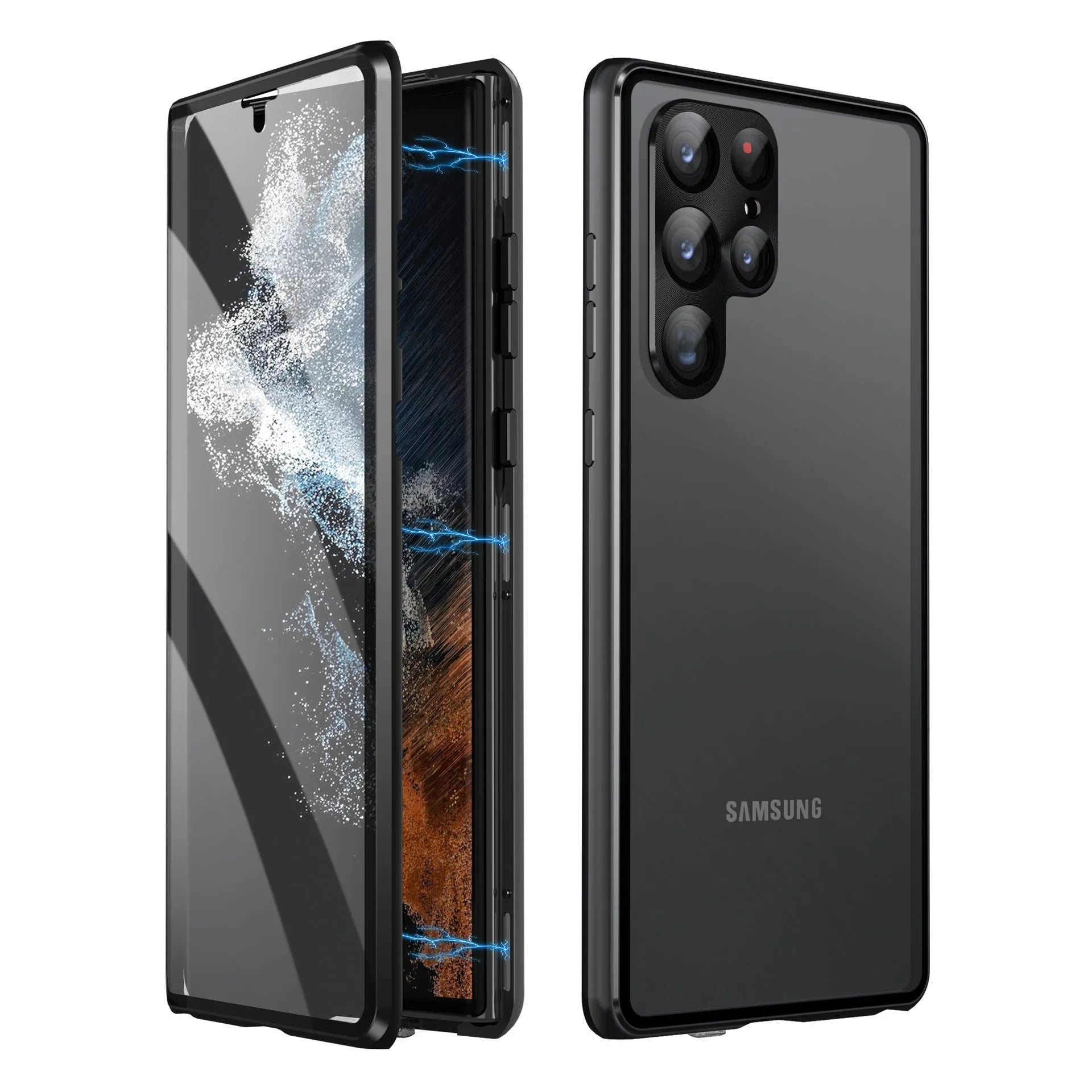 Samsung S24 Ultra phone case with integrated mirror and magnetic back in multiple colour options.