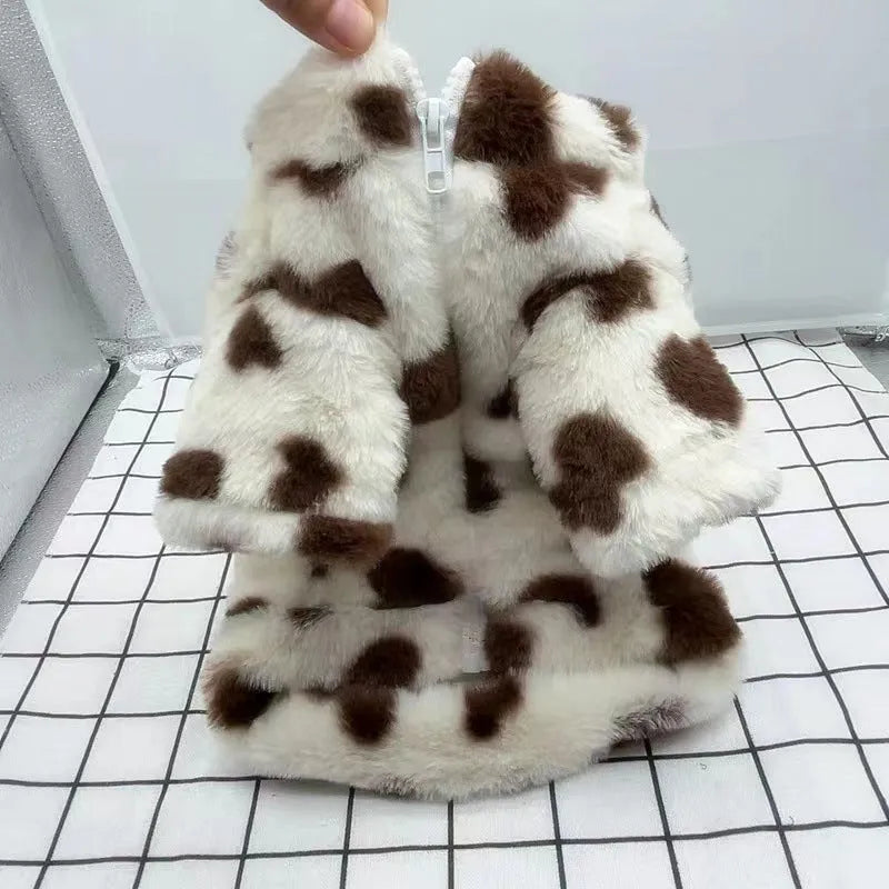 Small dog plush warm coat in pink or brown for Teddy, Bichon and Pomeranian breeds