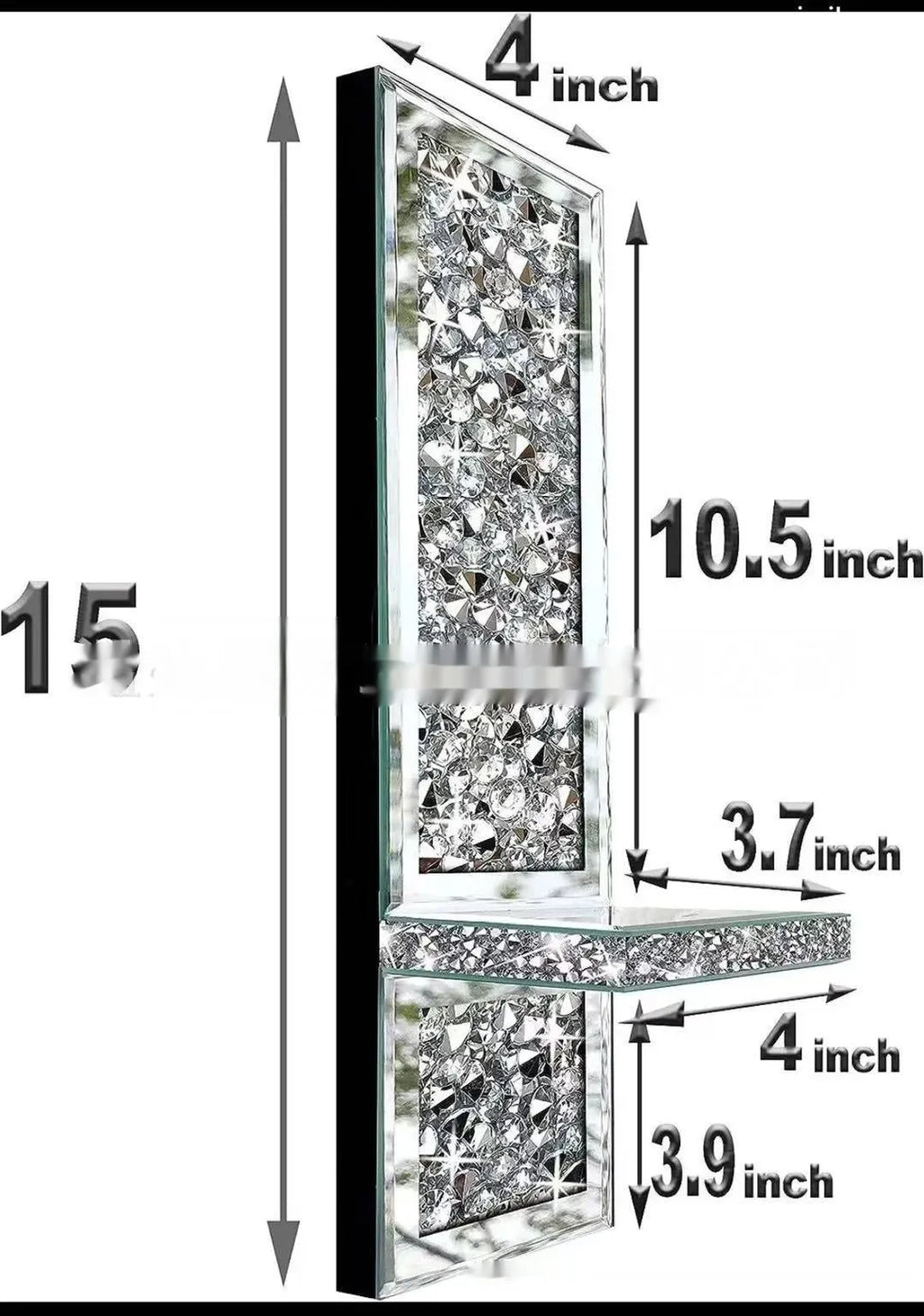 Pair of silver mirror glass wall hanging candle holders measuring 10x11x38 cm