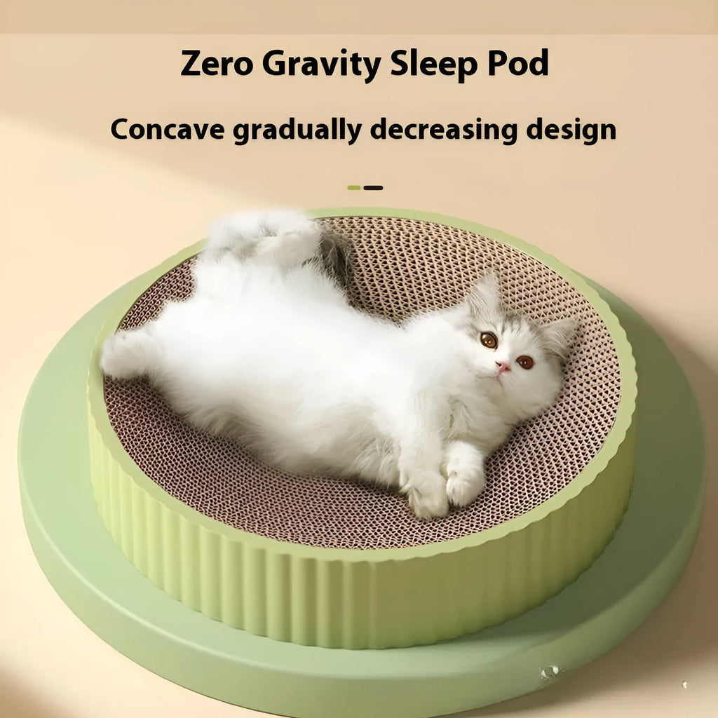 55cm round green cat scratching board with replaceable corrugated paper refills