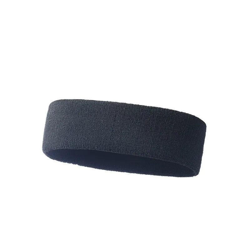 A widening sports sweat band in a solid colour, made from elastic polyester spandex material.