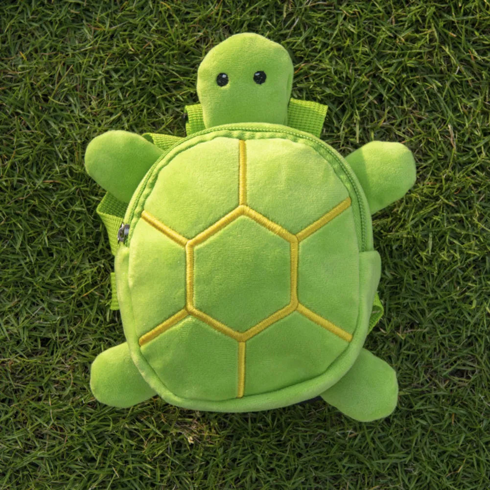 Turtle-shaped velvet dog backpack harness in brown, green, grey or yellow, measuring 20x18cm