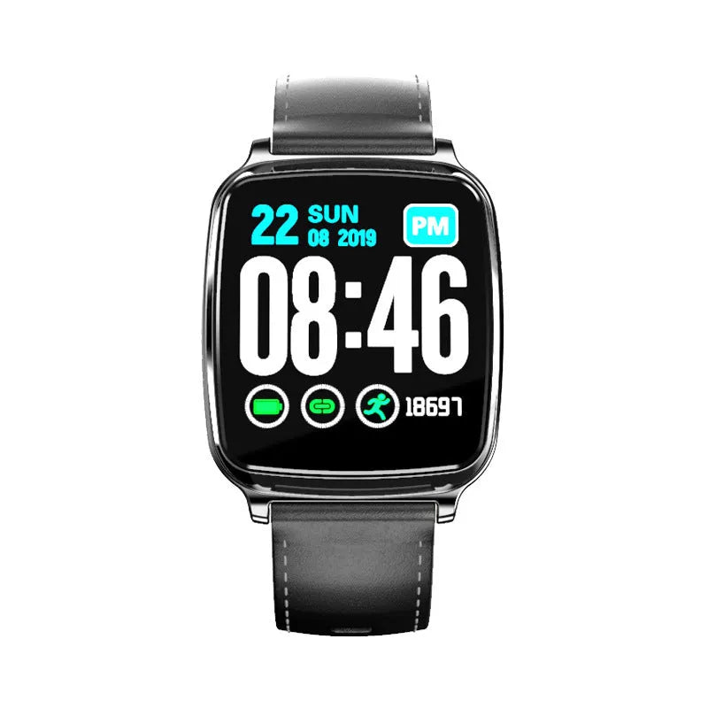 M8 multi-function smart bracelet with heart rate monitoring on a wrist, showing a black zinc alloy body and TPU strap.