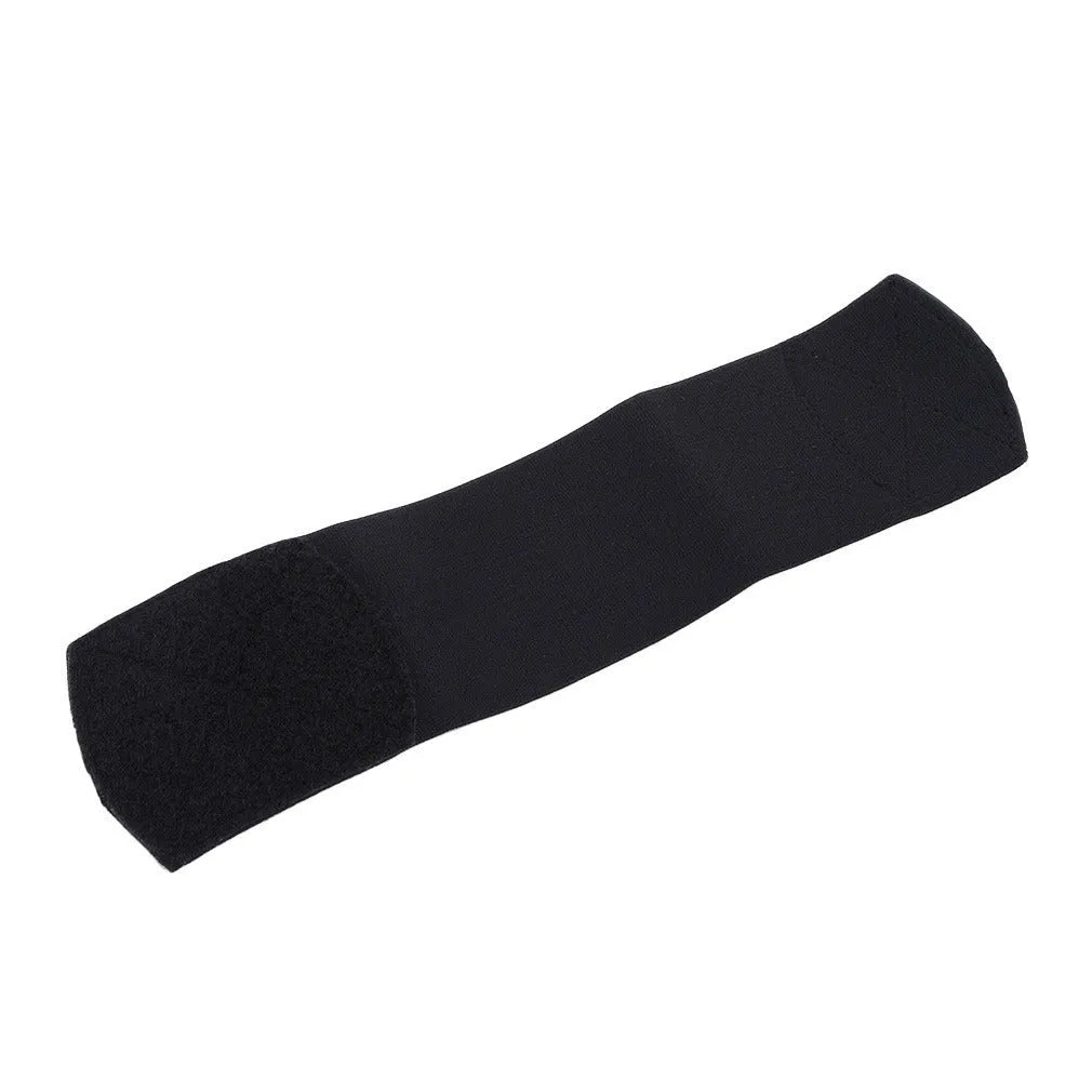 Red rubber football shin guard magic tape belt isolated on white background.