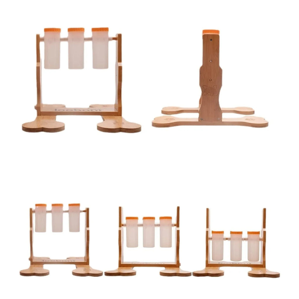 Wooden dog puzzle feeder interactive toy measuring 31x30x20cm for small medium dogs