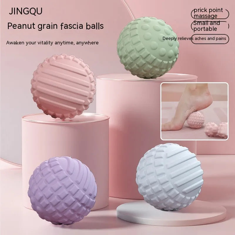 6cm diameter TPR foot massage ball in pink, blue, green, or purple colours on a plain background.