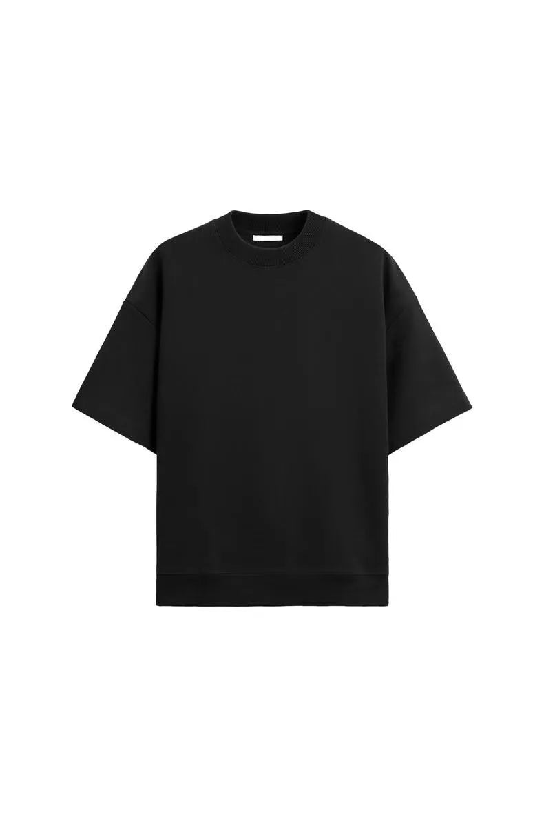 Short sleeve top and matching shorts set with double-sided cloth texture in urban style