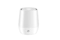 White USB aroma diffuser with simulated flame effect on wooden surface