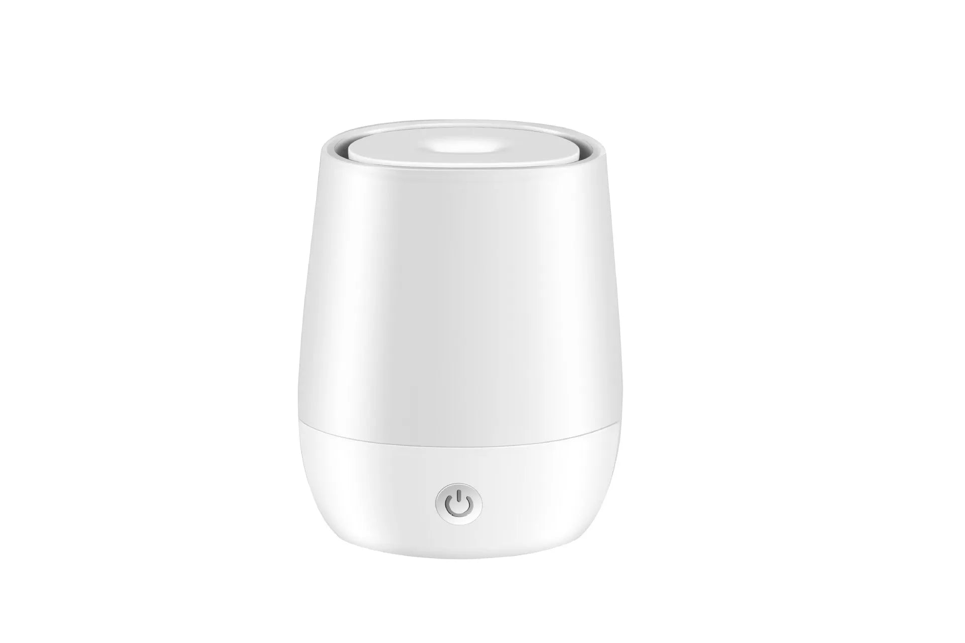 White USB aroma diffuser with simulated flame effect on wooden surface