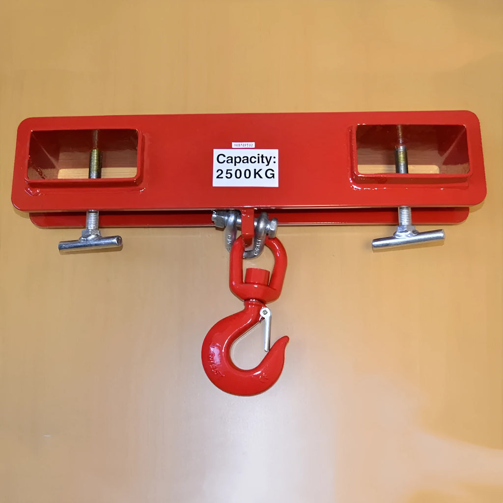 Forklift crane hook with rotatable drum and safety locking mechanism for 25-tonne lifting capacity