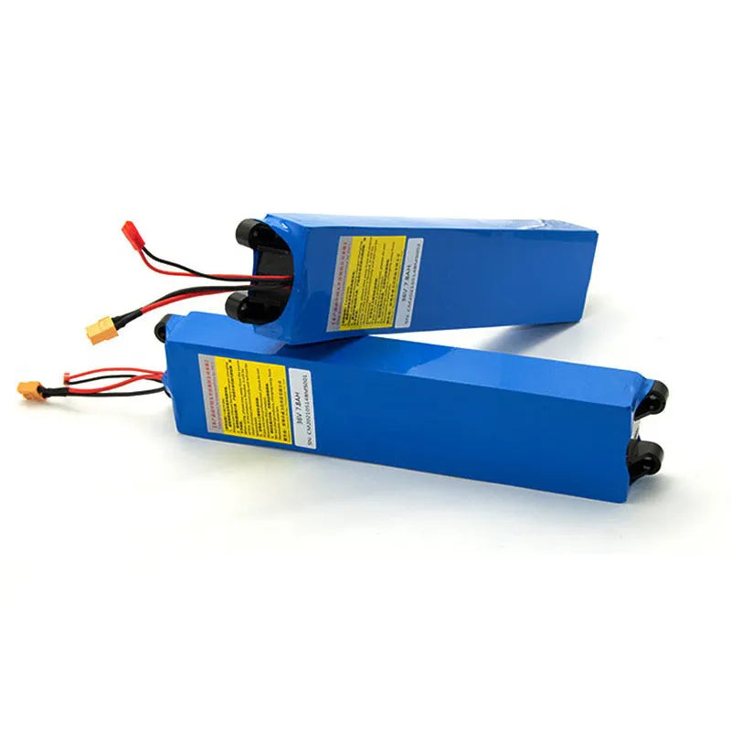 36V electric scooter lithium battery pack showing three capacity options: 10.4Ah, 7.8Ah and 6.6Ah