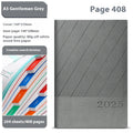 A4 striped PU leather business notepad open showing 80g wood-free paper