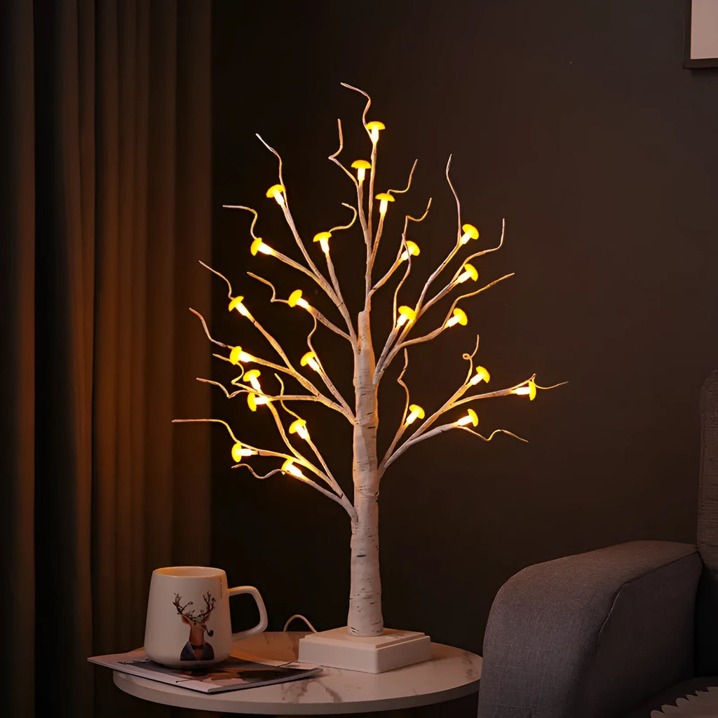 60cm tall mushroom tree lamp with 24 detachable flowers and warm LED lighting