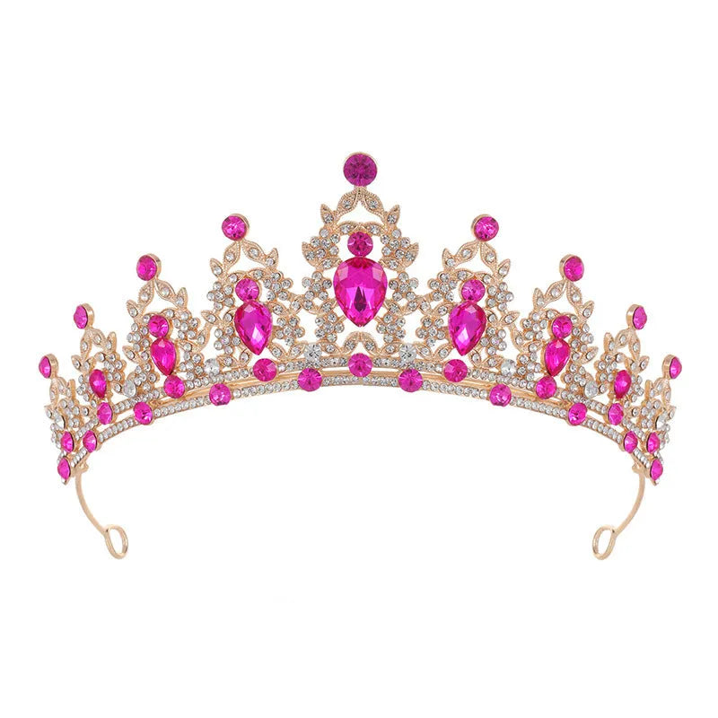 Baroque style bride wedding crown headdress with crystal rhinestones on alloy frame in silver or KC gold colours.