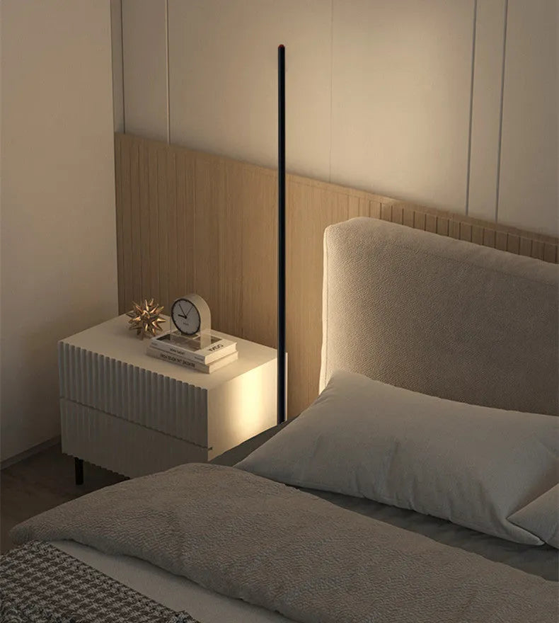 Vertical aluminum alloy floor lamp with modern design in three size options for home lighting