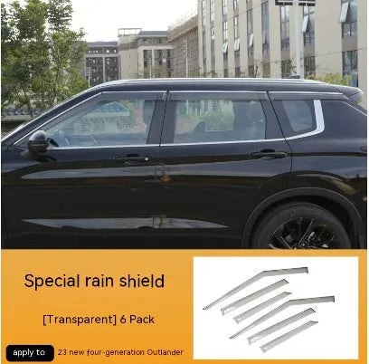 2023 Outlander window deflectors in black warrior style, mounted on vehicle exterior
