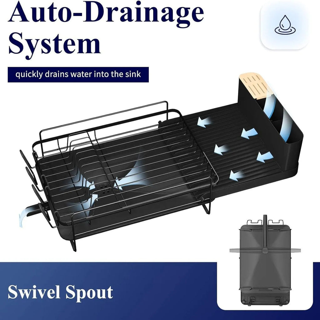 Retractable carbon steel dish rack for knives and forks with foldable design